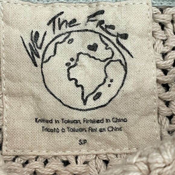 ~ Free People Small We The Free Winding Road Tank Sweater Loose Knit Cream Boho - Picture 4 of 15